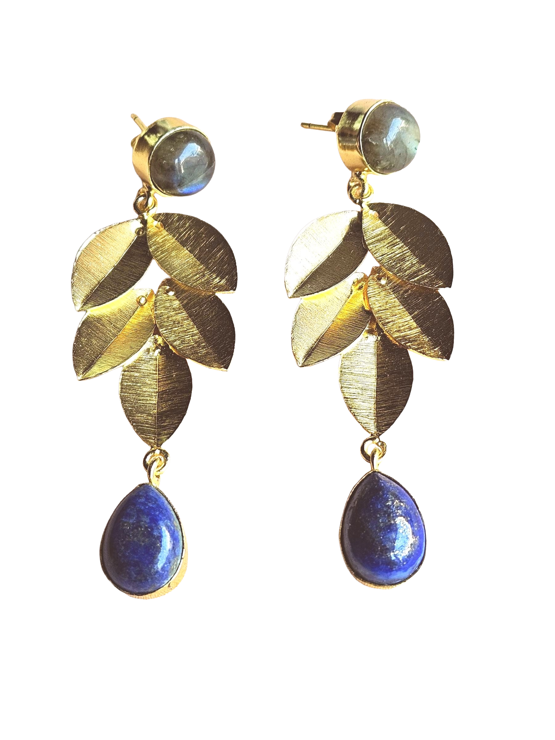 Stunning Gold Plated Semi Precious Gemstone Charming Designer Dangle Drop Earrings