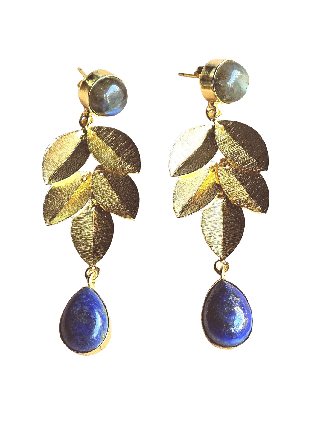 Stunning Gold Plated Semi Precious Gemstone Charming Designer Dangle Drop Earrings