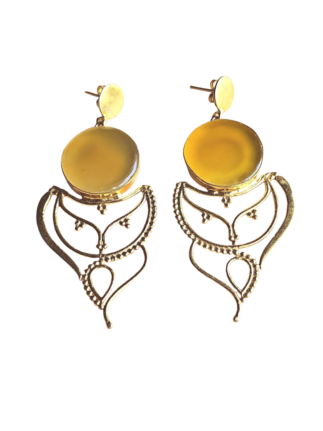 Amazing Gold Plated Semi Precious Gemstone Charming Designer Dangle Drop Earrings