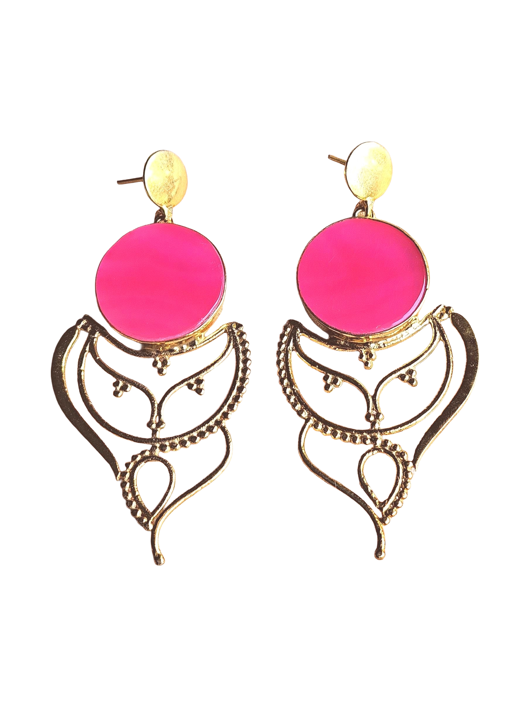 Amazing Gold Plated Semi Precious Gemstone Charming Designer Dangle Drop Earrings