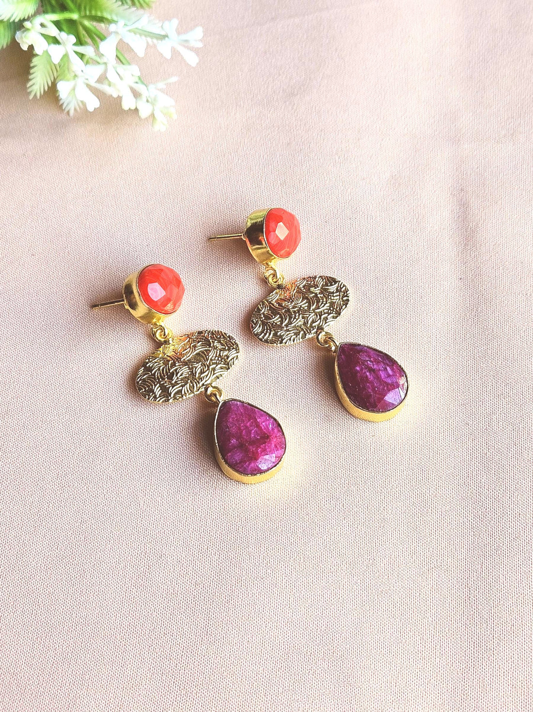Charming Gold Plated Imitation stone Light Weight Dangle Drop Earrings