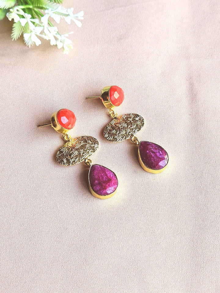 Charming Gold Plated Imitation stone Light Weight Dangle Drop Earrings