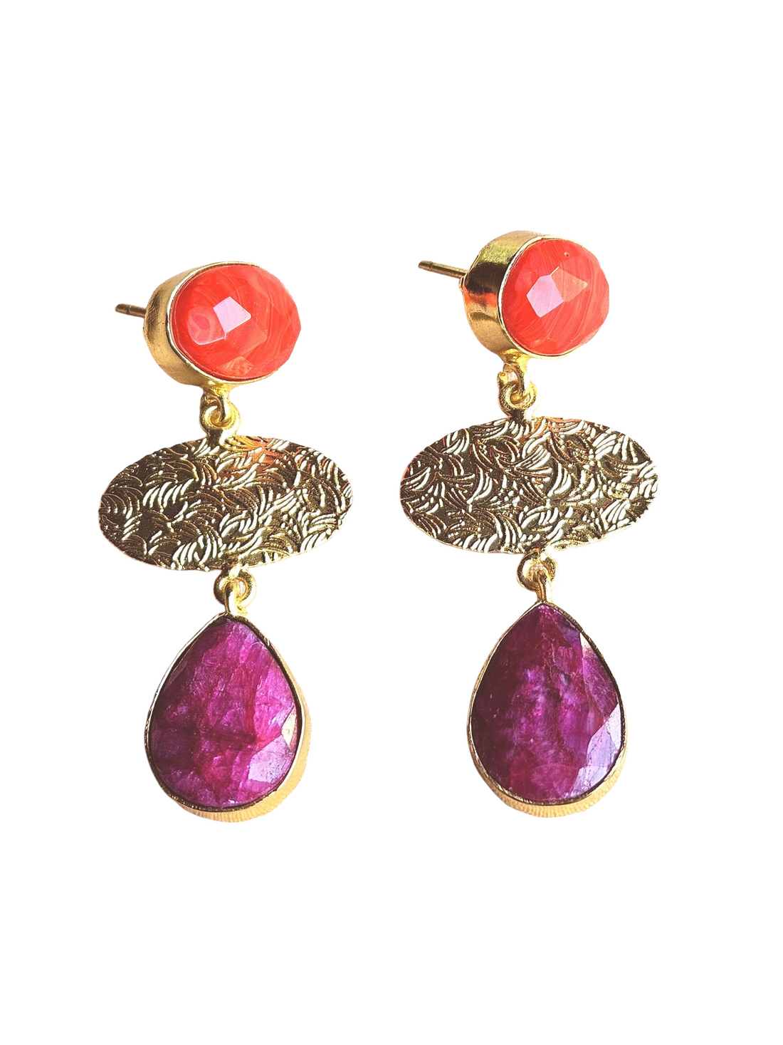 Charming Gold Plated Imitation stone Light Weight Dangle Drop Earrings