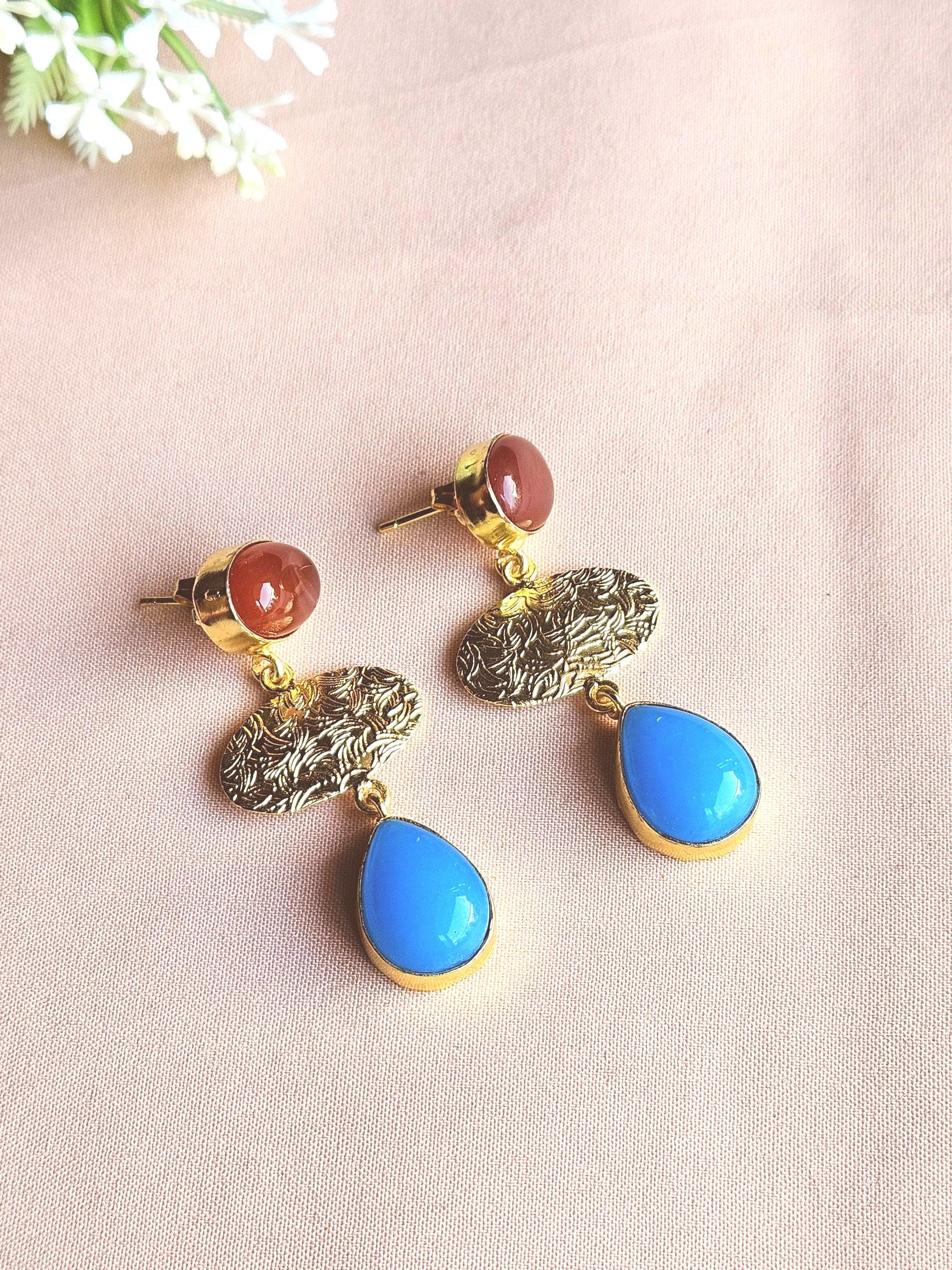 Charming Gold Plated Imitation stone Light Weight Dangle Drop Earrings