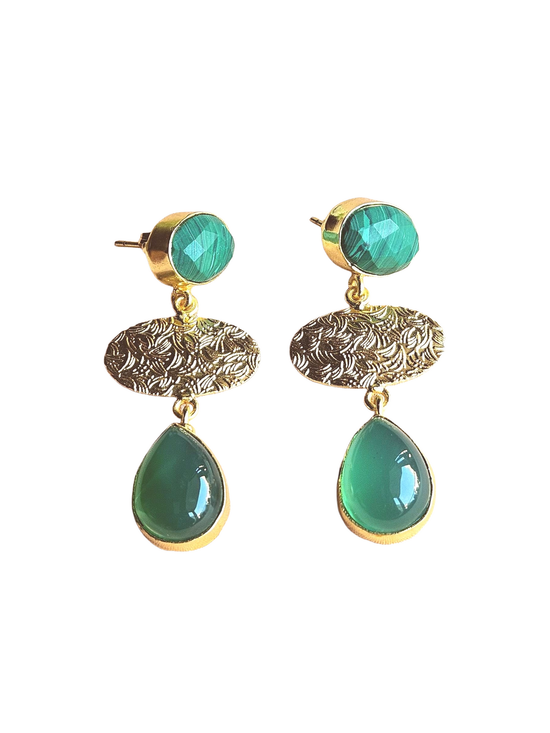 Charming Gold Plated Semi Precious / Imitation stone Light Weight Dangle Drop Earrings
