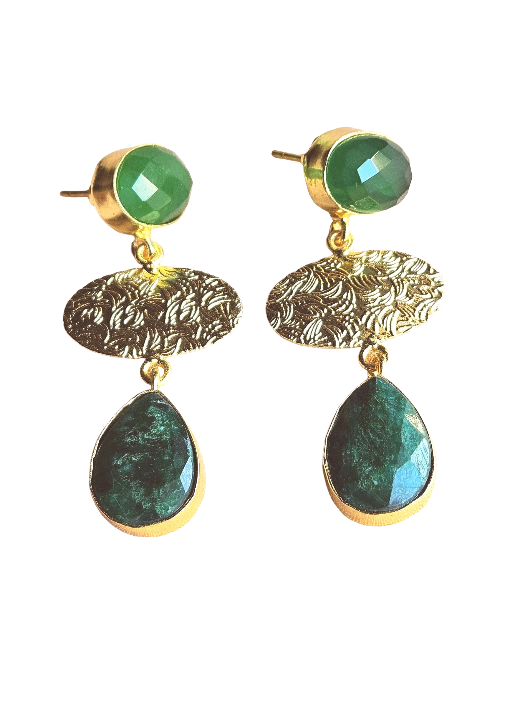 Charming Gold Plated Semi Precious Gemstone Light Weight Dangle Drop Earrings