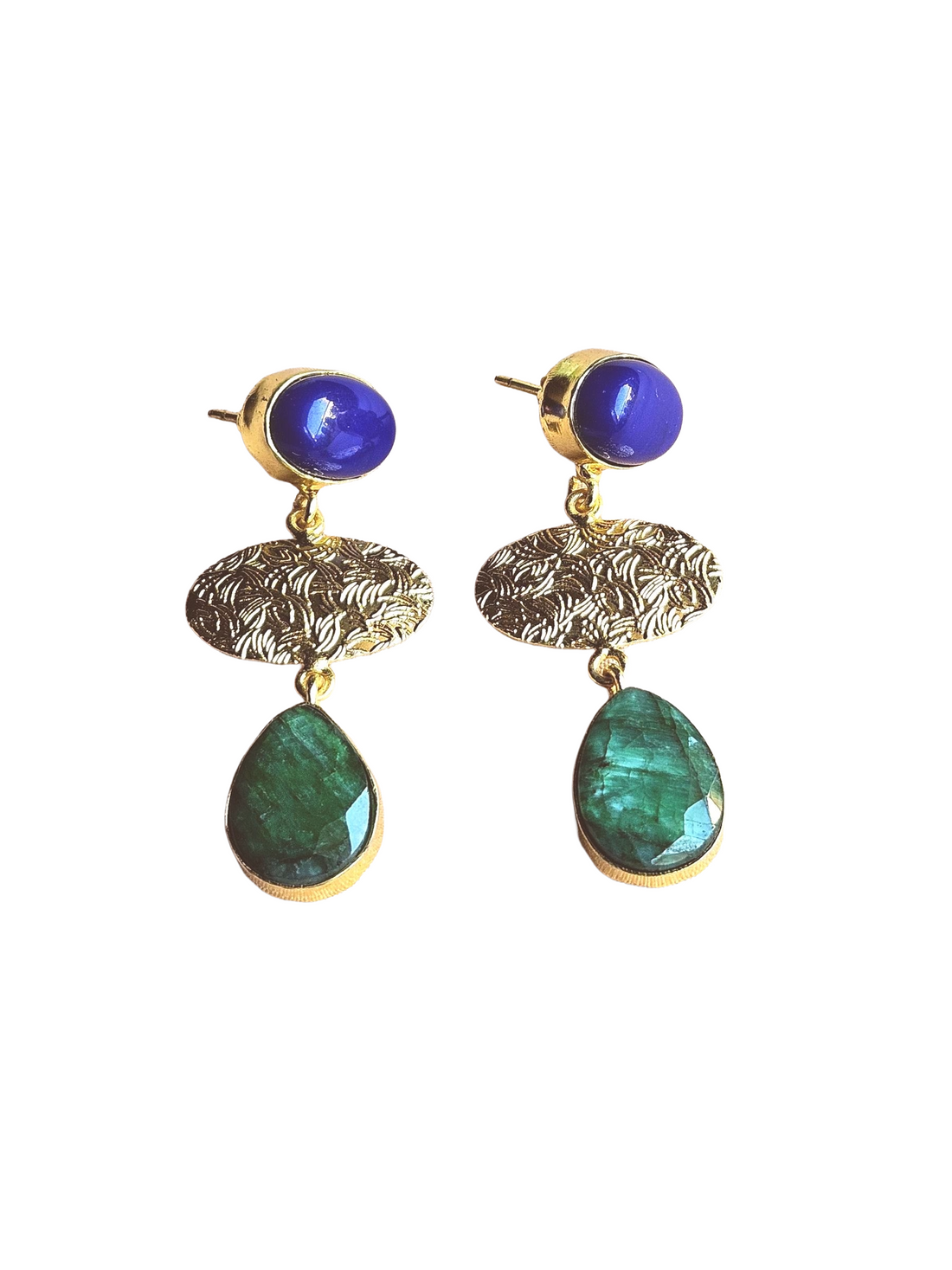 Charming Gold Plated Semi Precious Gemstone Light Weight Dangle Drop Earrings