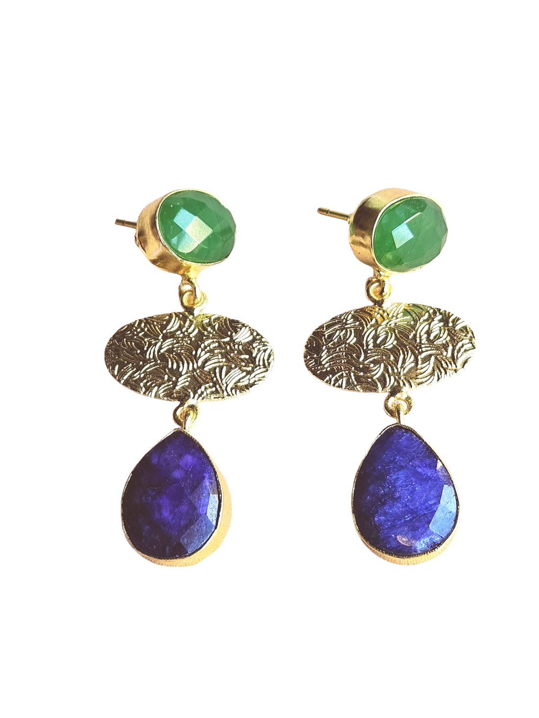 Charming Gold Plated Semi Precious Gemstone Light Weight Dangle Drop Earrings