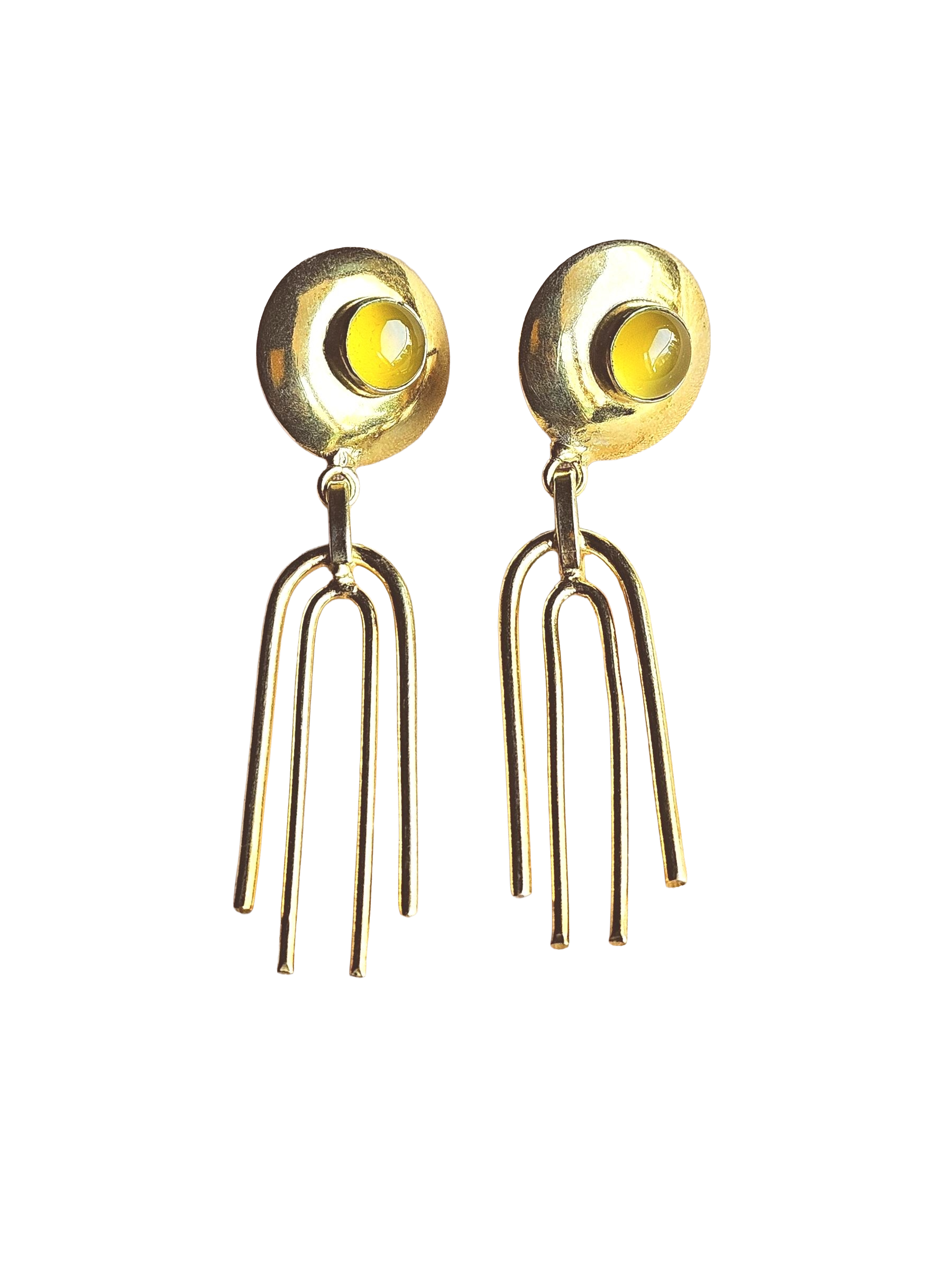 Gorgeous Gold Plated Semi Precious Gemstone Light Weight Designer Dangle Drop Earrings