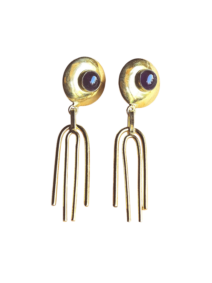 Gorgeous Gold Plated Semi Precious Gemstone Light Weight Designer Dangle Drop Earrings
