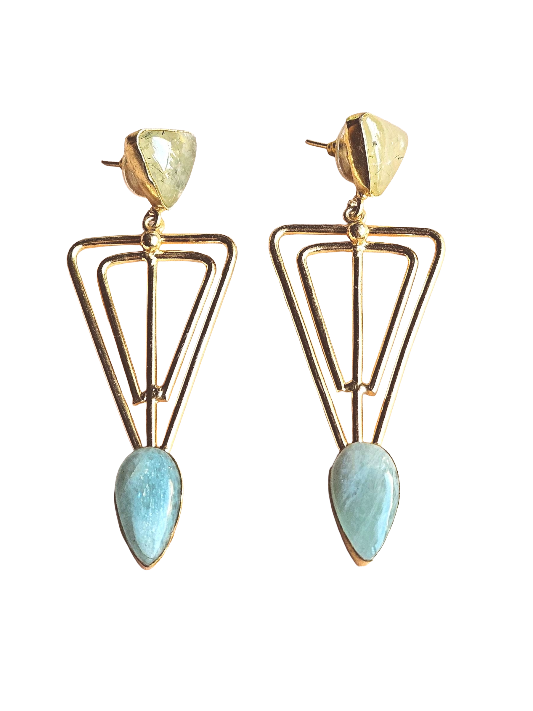 Awesome Gold Plated Semi Precious Gemstone Light Weight Designer Dangle Drop Earrings