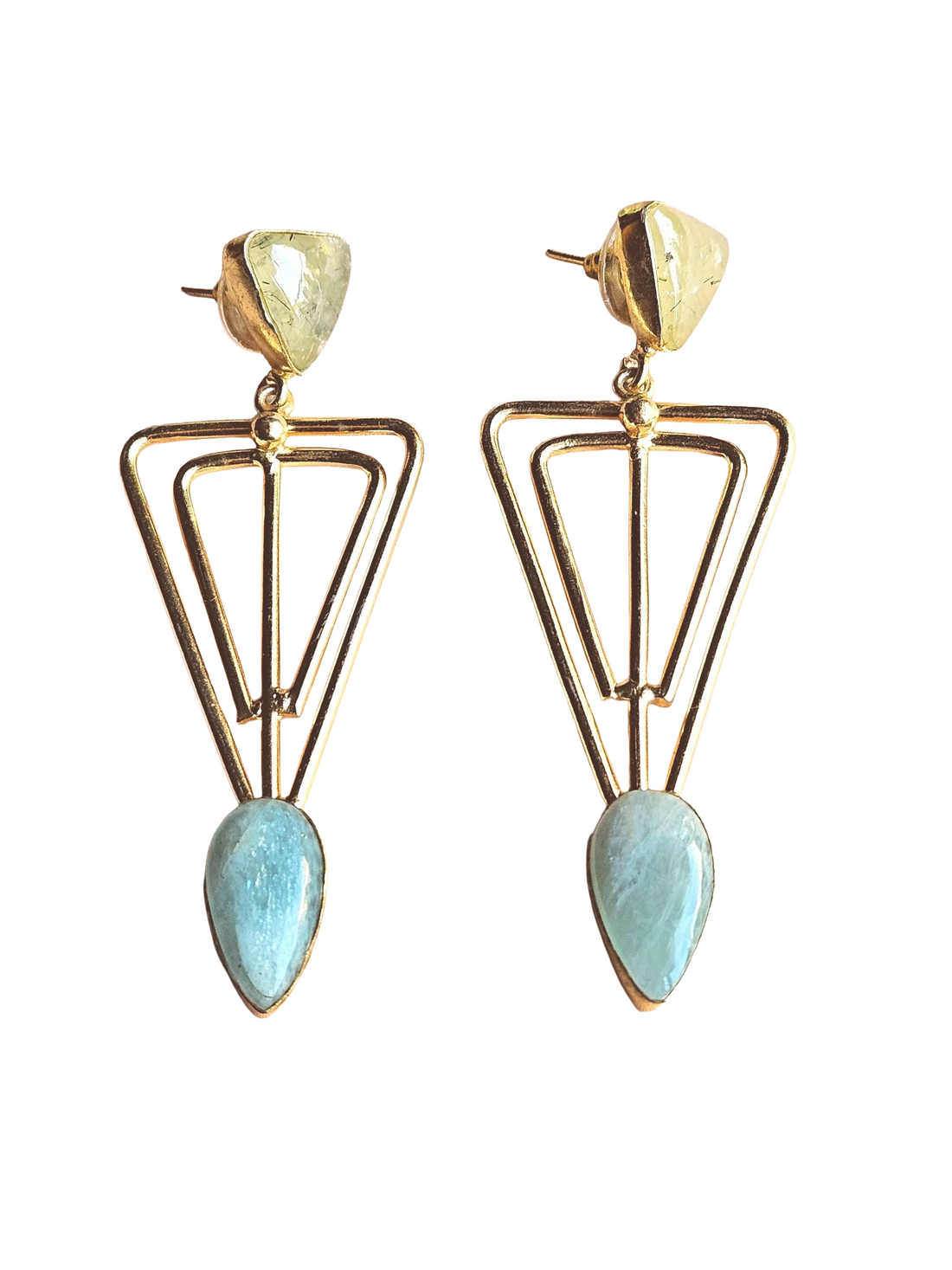 Awesome Gold Plated Semi Precious Gemstone Light Weight Designer Dangle Drop Earrings