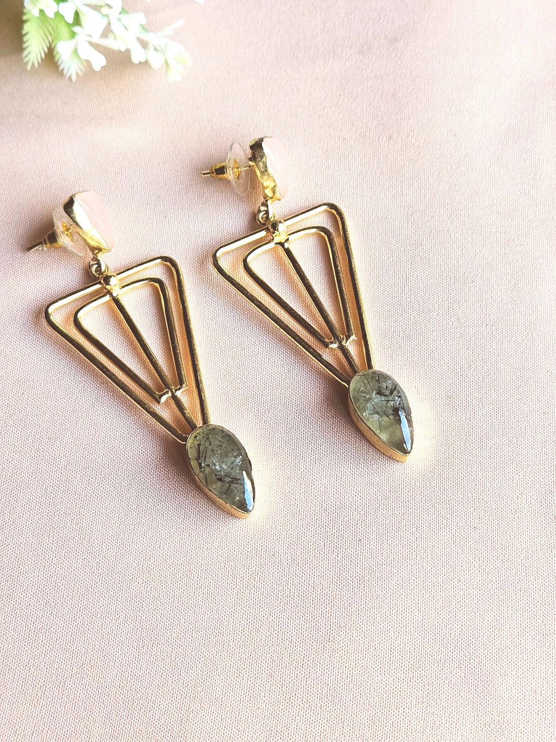 Awesome Gold Plated Semi Precious Gemstone Light Weight Designer Dangle Drop Earrings