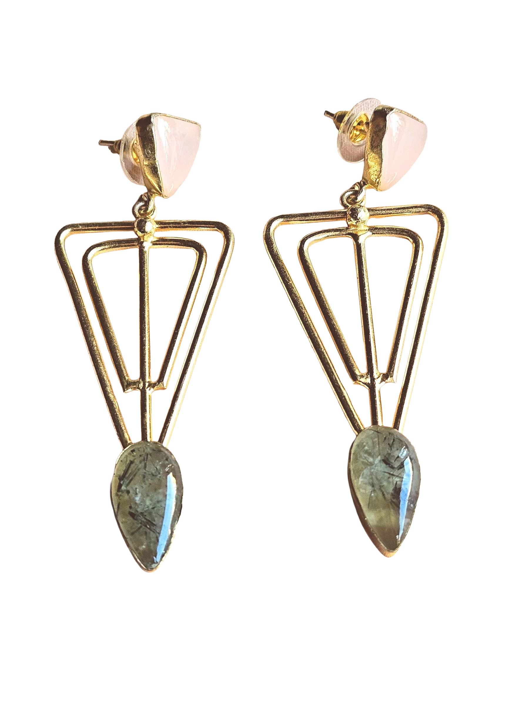 Awesome Gold Plated Semi Precious Gemstone Light Weight Designer Dangle Drop Earrings