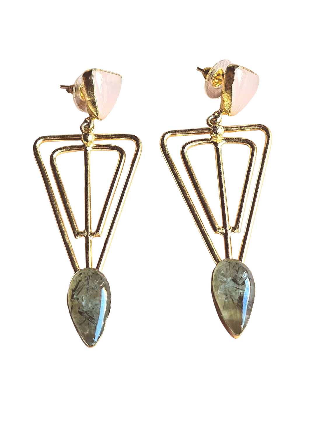 Awesome Gold Plated Semi Precious Gemstone Light Weight Designer Dangle Drop Earrings