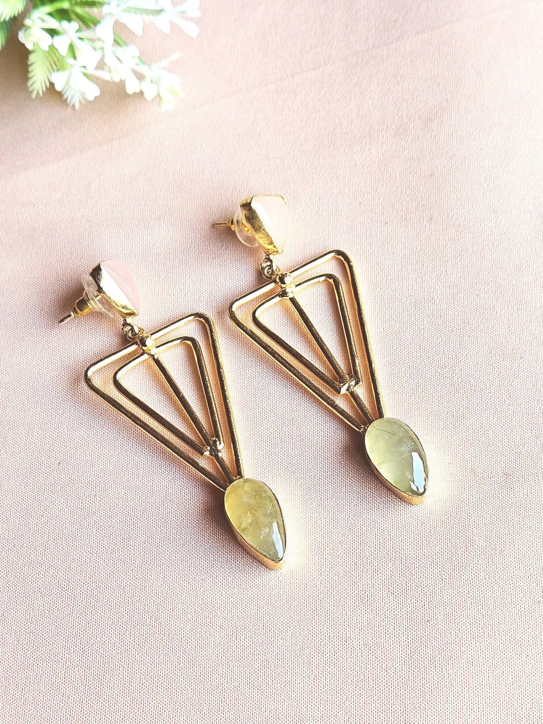 Awesome Gold Plated Semi Precious Gemstone Light Weight Designer Dangle Drop Earrings