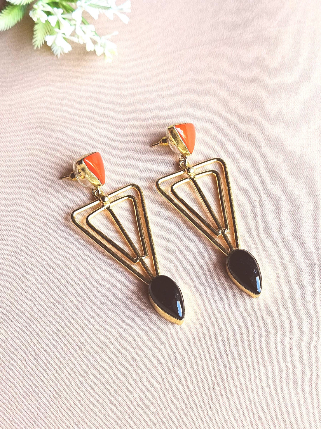 Awesome Gold Plated Semi Precious Gemstone Light Weight Designer Dangle Drop Earrings