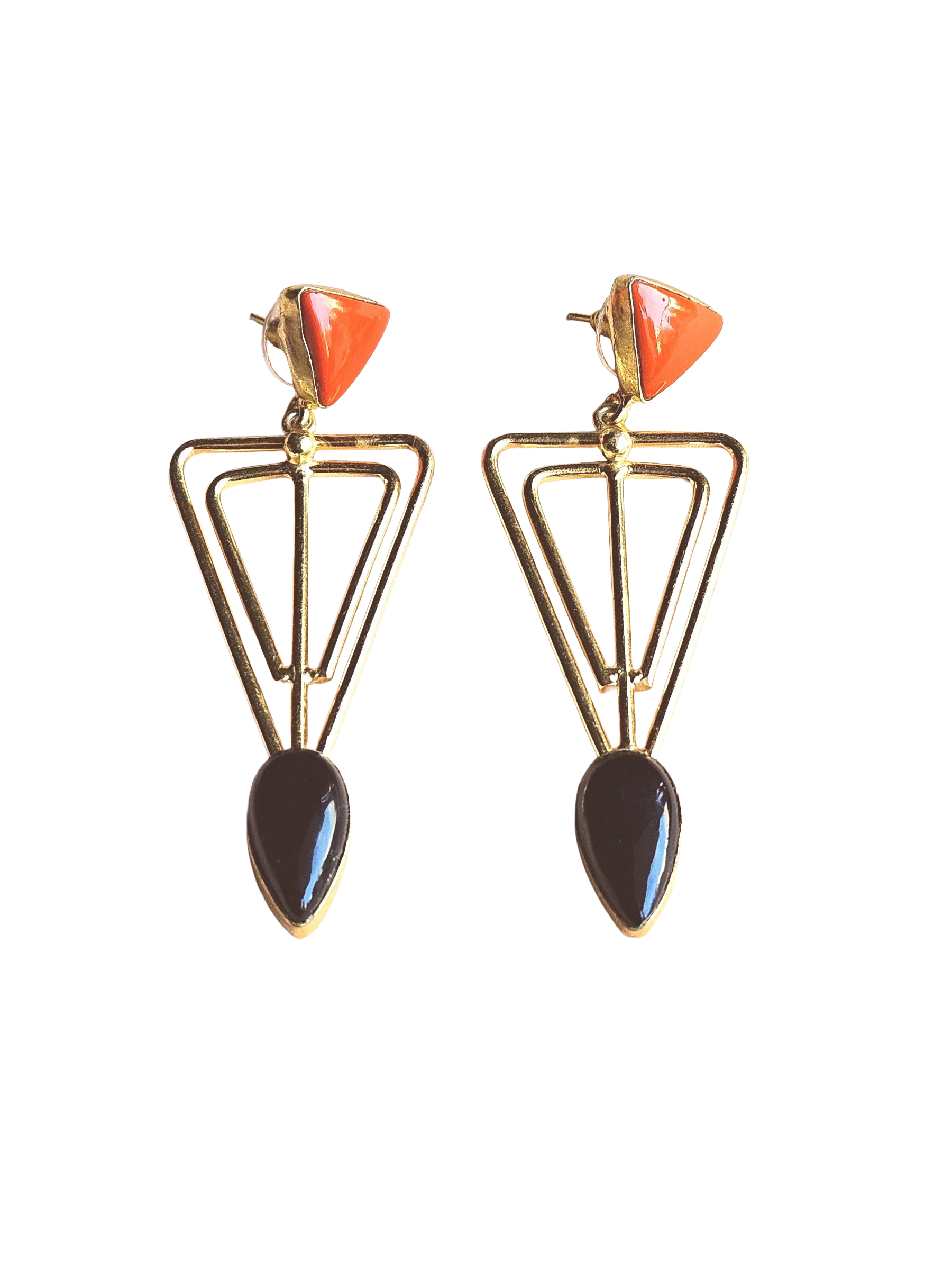 Awesome Gold Plated Semi Precious Gemstone Light Weight Designer Dangle Drop Earrings