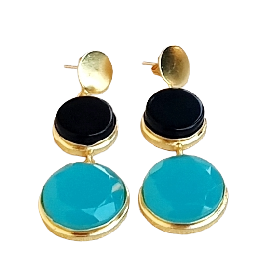 Elegant Gold Plated Semi Precious Gemstone Charming Designer Dangle Drop Earrings