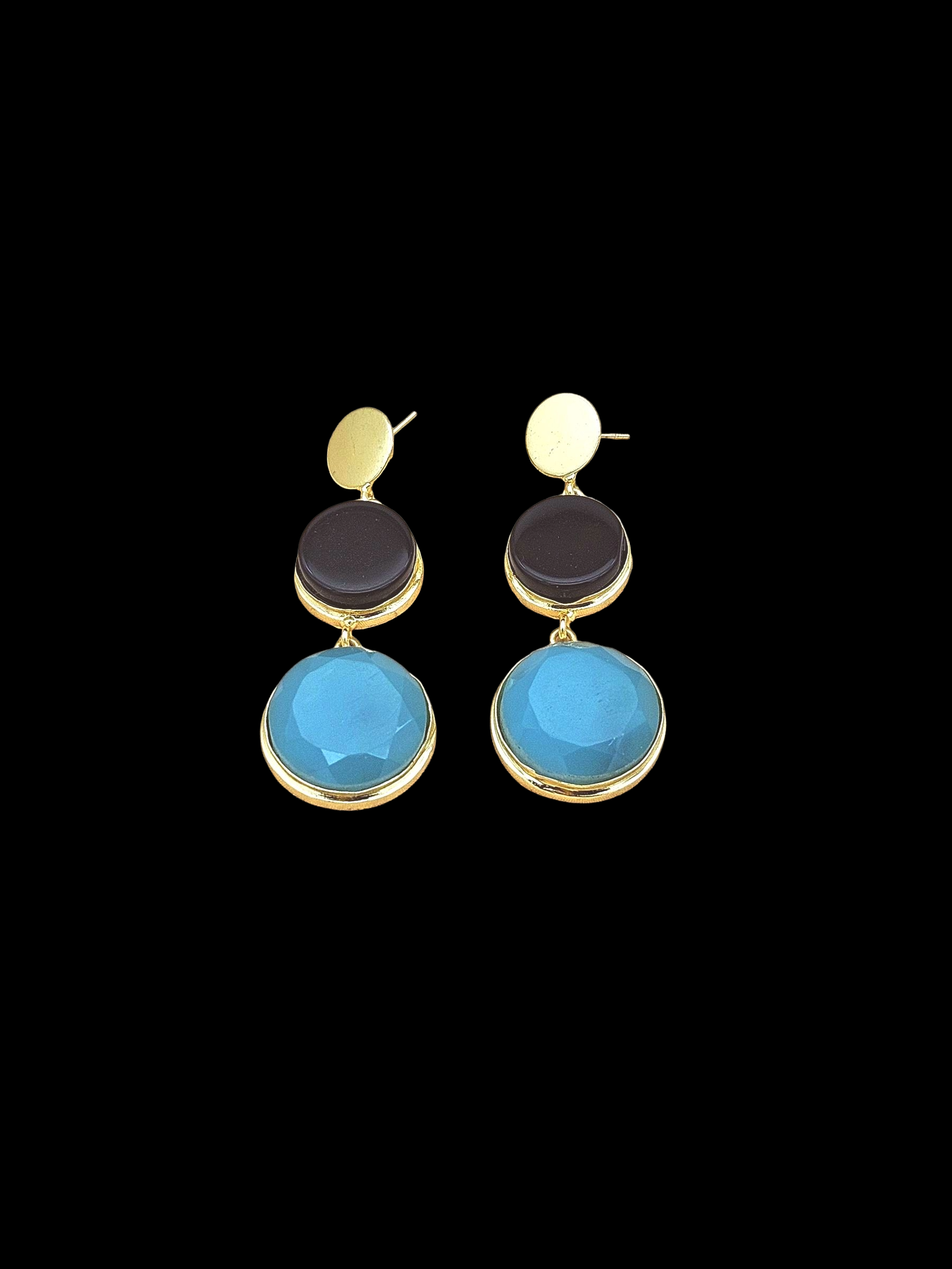 Elegant Gold Plated Semi Precious Gemstone Charming Designer Dangle Drop Earrings