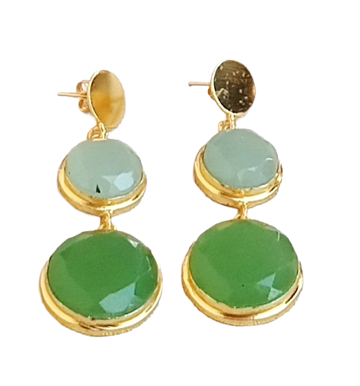 Elegant Gold Plated Semi Precious Gemstone Charming Designer Dangle Drop Earrings