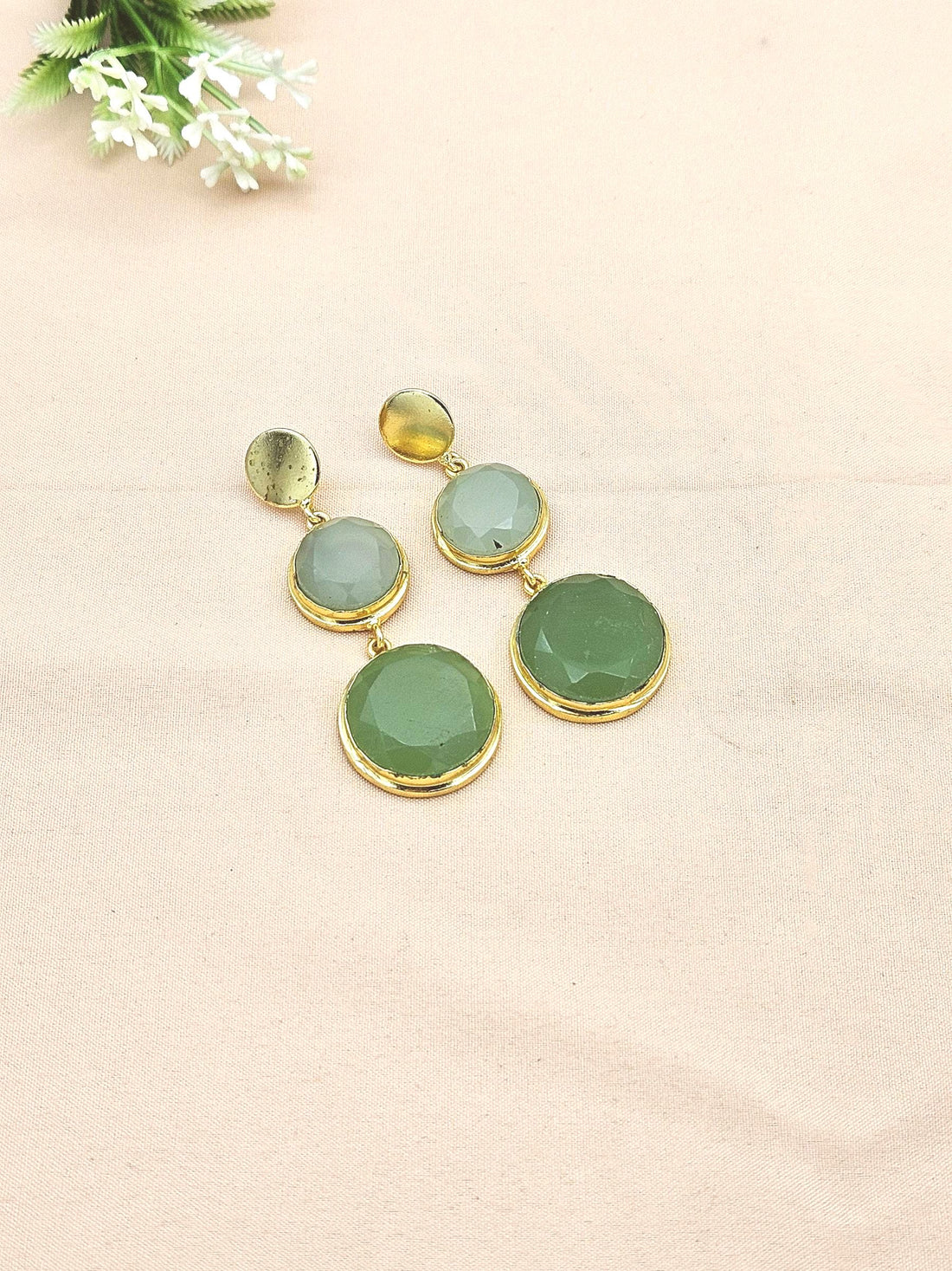 Elegant Gold Plated Semi Precious Gemstone Charming Designer Dangle Drop Earrings
