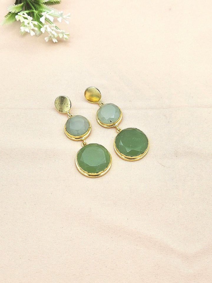 Elegant Gold Plated Semi Precious Gemstone Charming Designer Dangle Drop Earrings