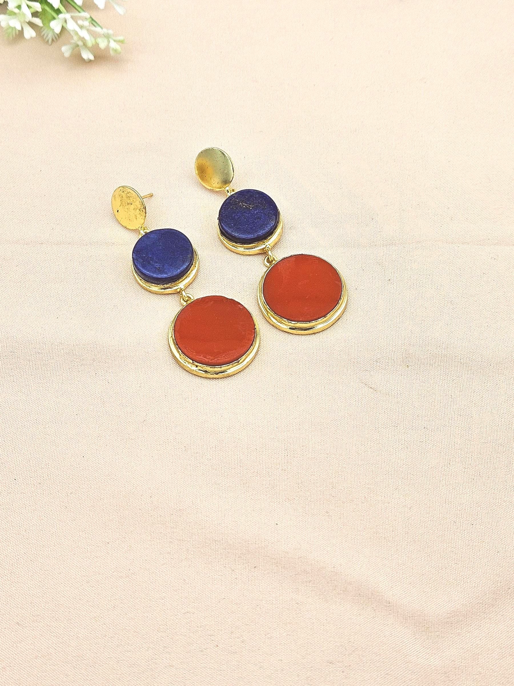 Elegant Gold Plated Semi Precious Gemstone Charming Designer Dangle Drop Earrings