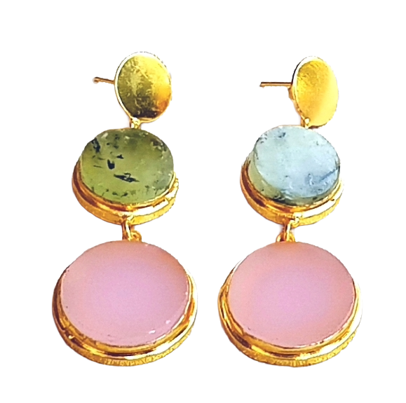 Elegant Gold Plated Semi Precious Gemstone Charming Designer Dangle Drop Earrings