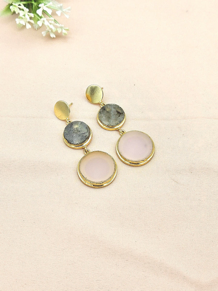 Elegant Gold Plated Semi Precious Gemstone Charming Designer Dangle Drop Earrings