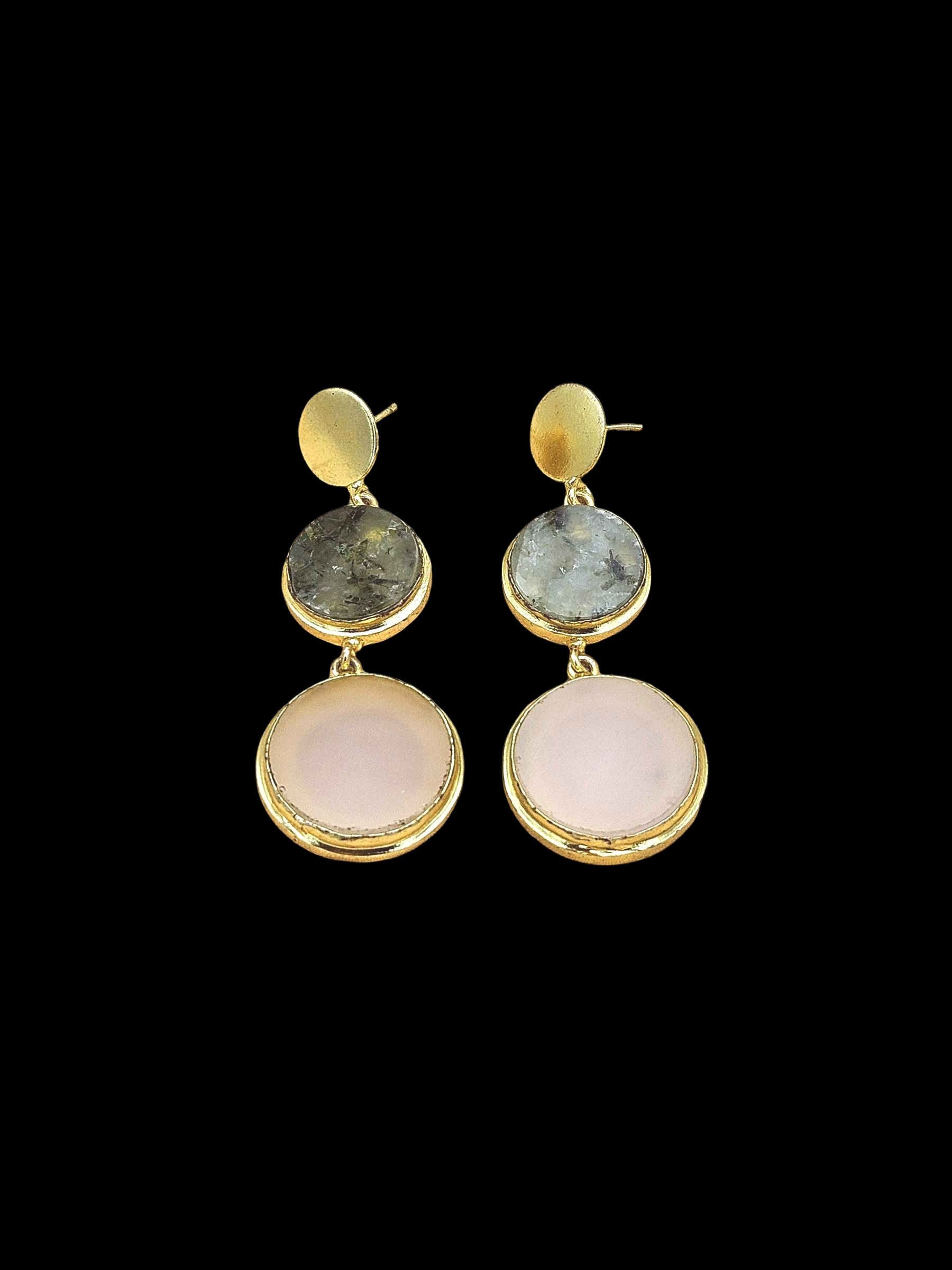 Elegant Gold Plated Semi Precious Gemstone Charming Designer Dangle Drop Earrings