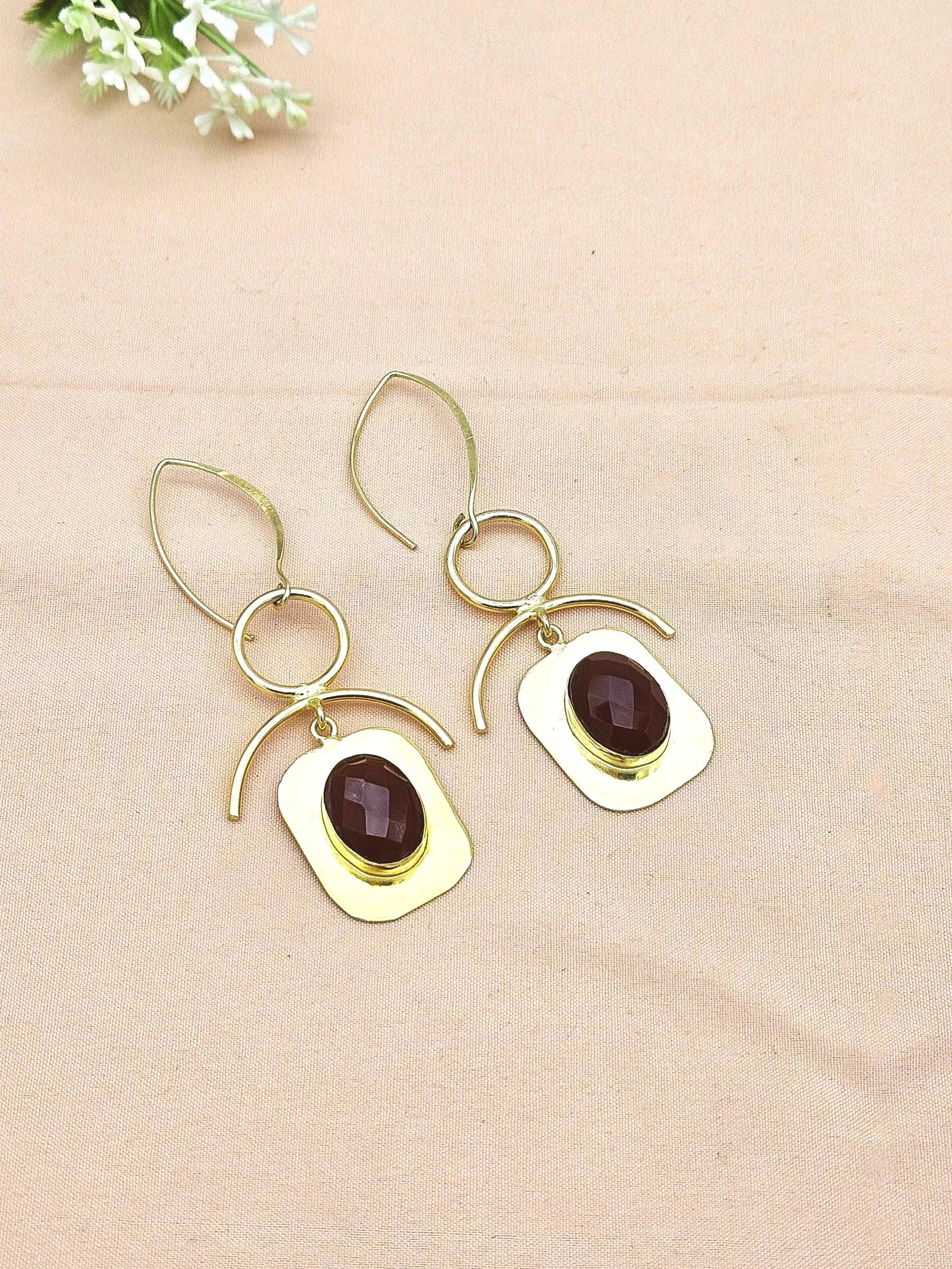 Awesome Gold Plated Semi Precious stone Charming Designer Dangle Drop Earrings