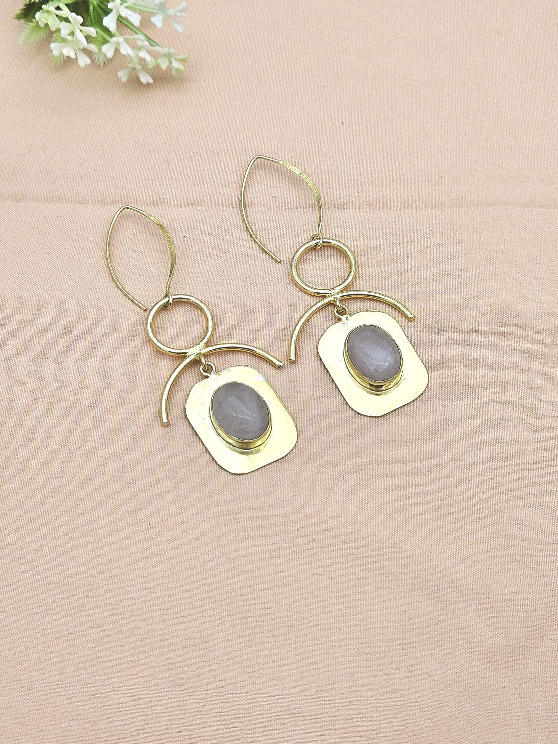 Awesome Gold Plated Semi Precious stone Charming Designer Dangle Drop Earrings