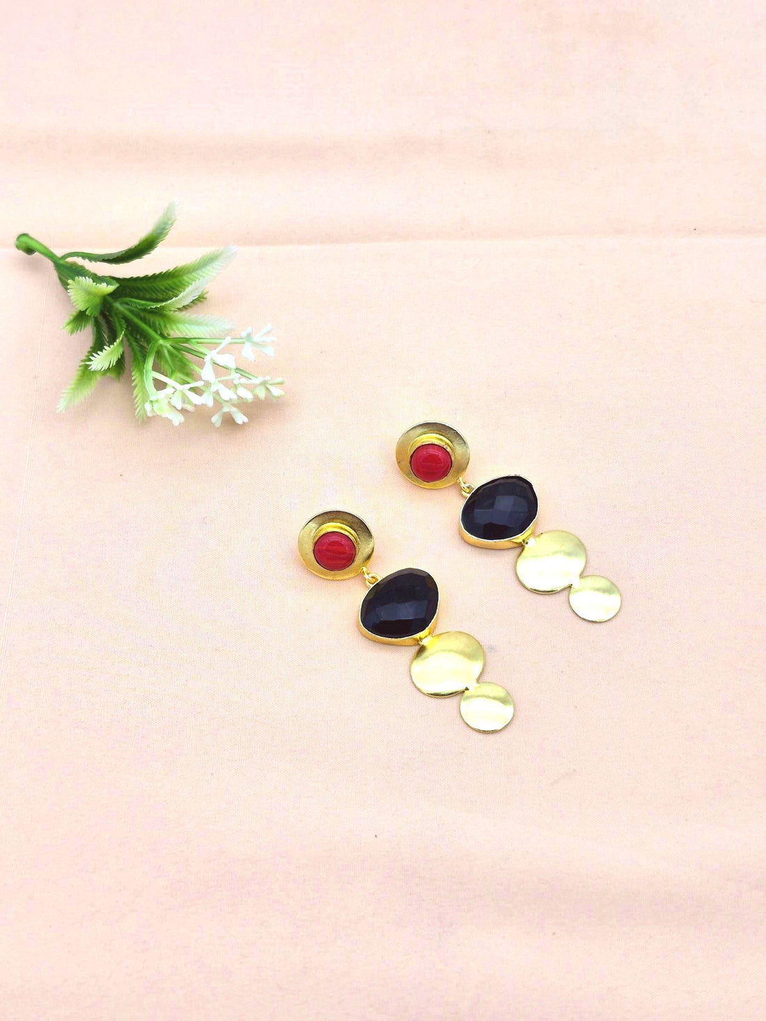 Awesome Gold Plated Dangle Drop  Earrings –  Semi Precious / Imitation  Stone Handcrafted Jewelry