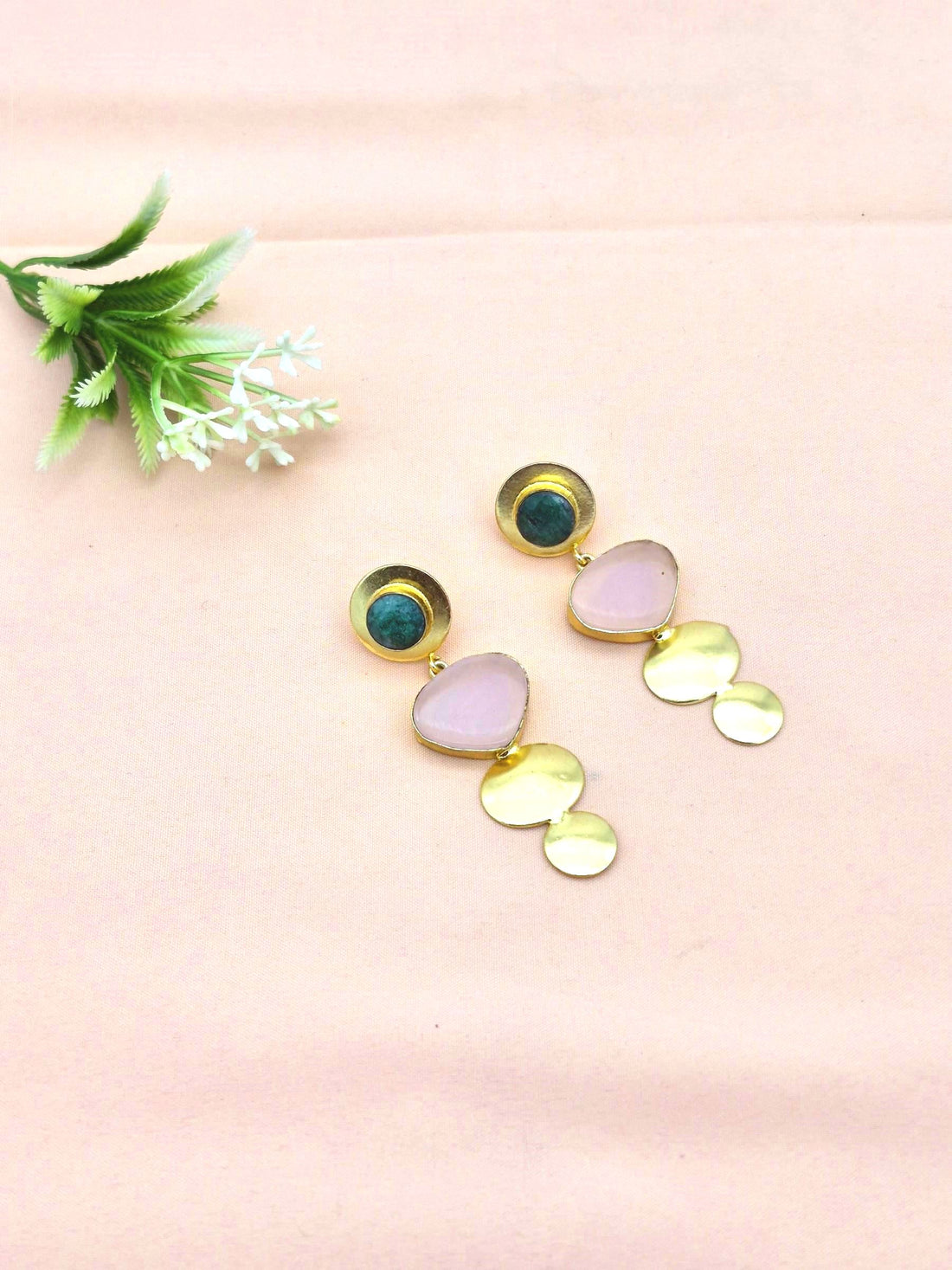 Awesome Gold Plated Dangle Drop  Earrings –  Semi Precious Stone Handcrafted Jewelry