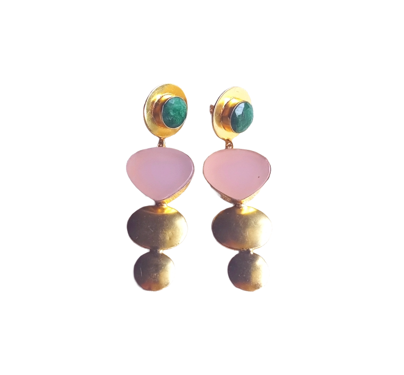 Awesome Gold Plated Dangle Drop  Earrings –  Semi Precious Stone Handcrafted Jewelry