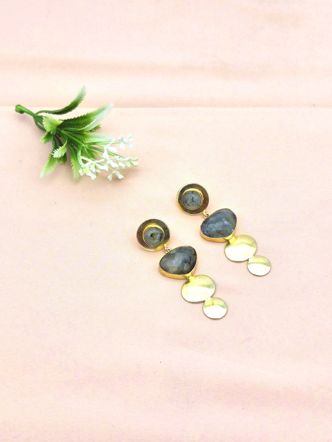 Awesome Gold Plated Dangle Drop  Earrings –  Semi Precious Stone Handcrafted Jewelry