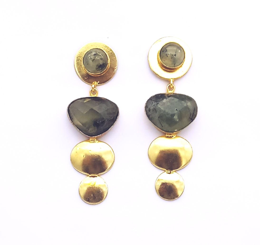 Awesome Gold Plated Dangle Drop  Earrings –  Semi Precious Stone Handcrafted Jewelry