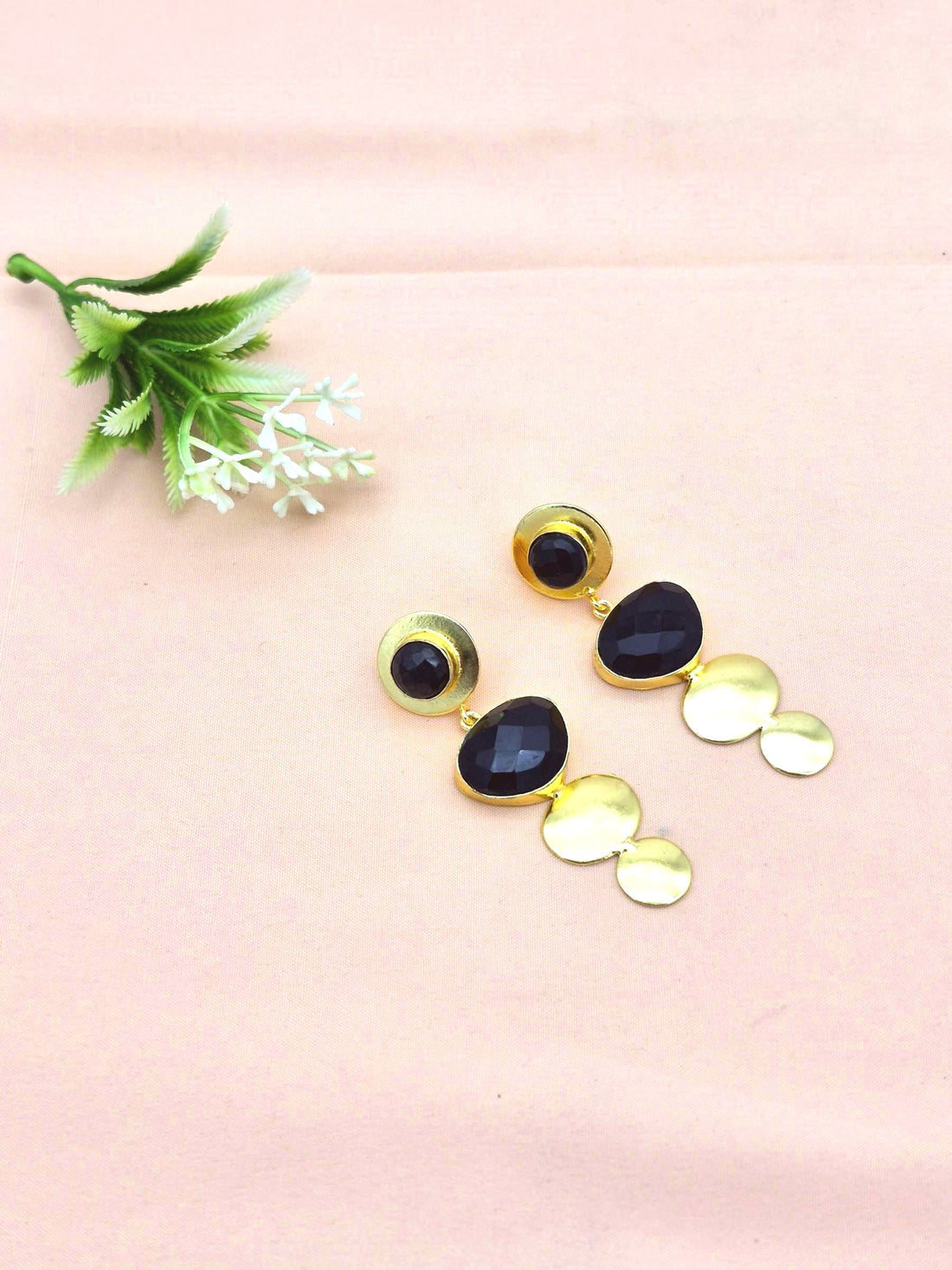 Awesome Gold Plated Dangle Drop  Earrings –  Semi Precious / Imitation  Stone Handcrafted Jewelry
