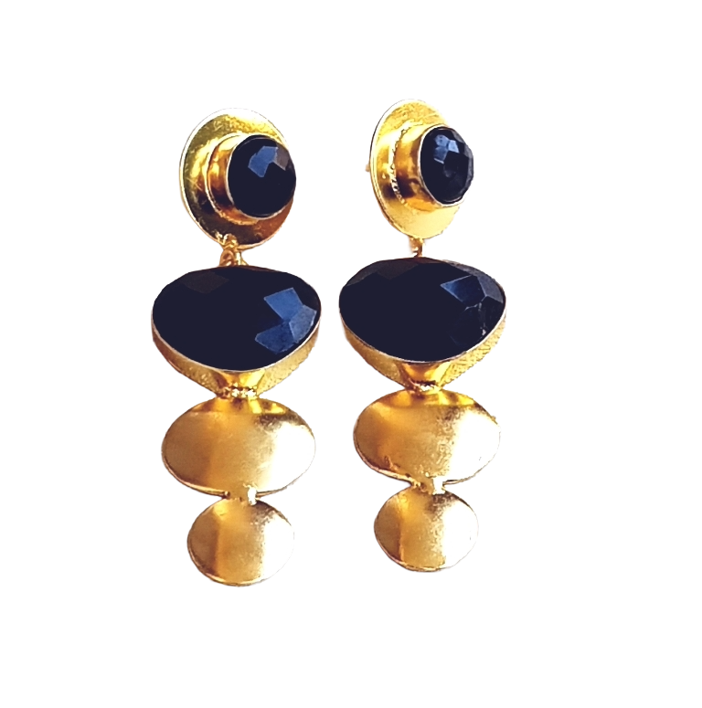 Awesome Gold Plated Dangle Drop  Earrings –  Semi Precious / Imitation  Stone Handcrafted Jewelry