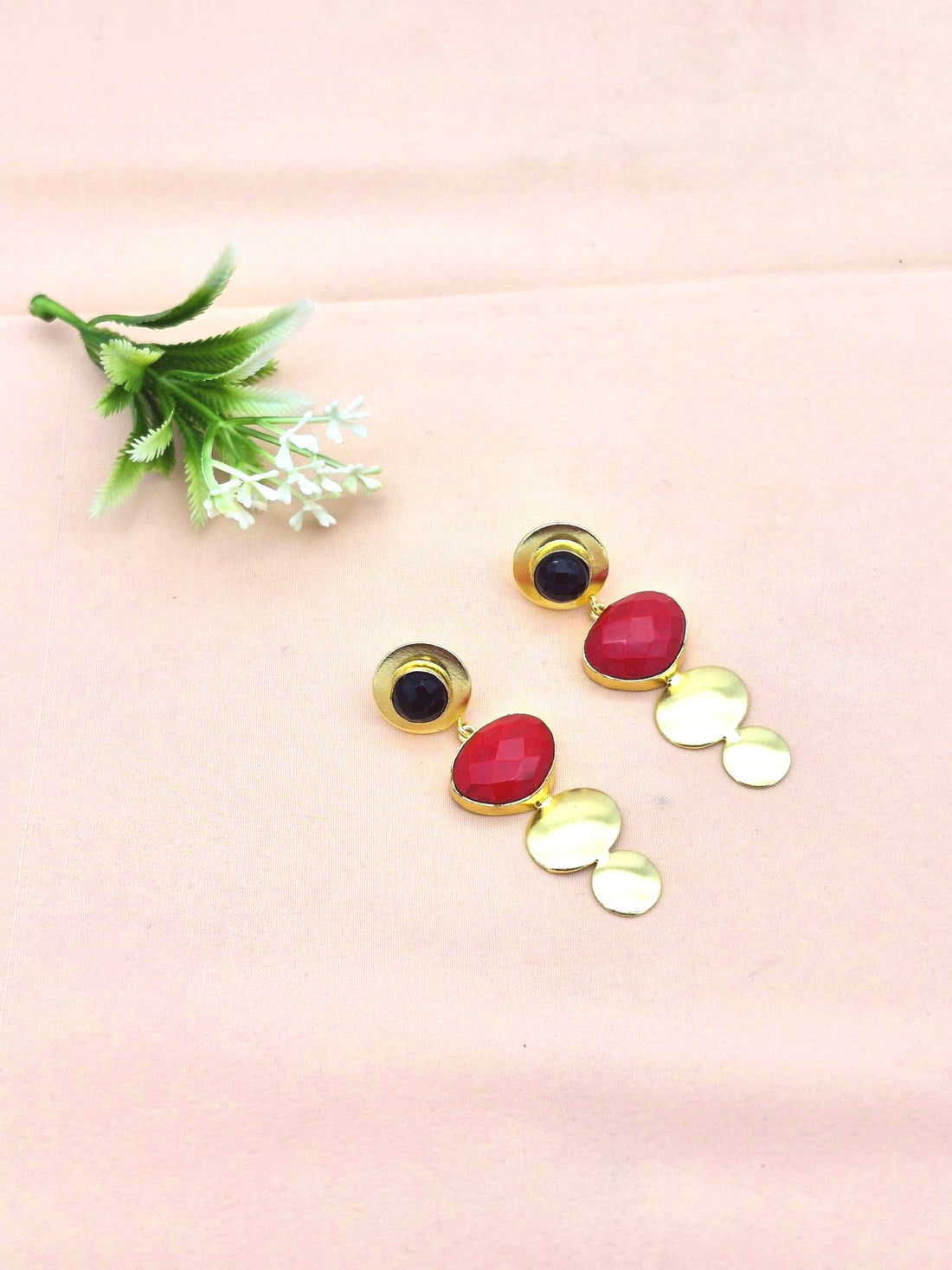 Awesome Gold Plated Dangle Drop  Earrings –  Semi Precious / Imitation  Stone Handcrafted Jewelry