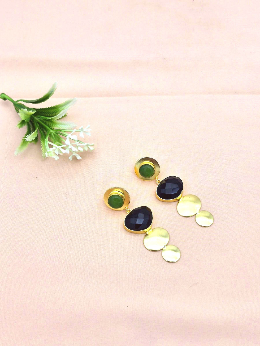 Awesome Gold Plated Dangle Drop  Earrings –  Semi Precious / Imitation  Stone Handcrafted Jewelry
