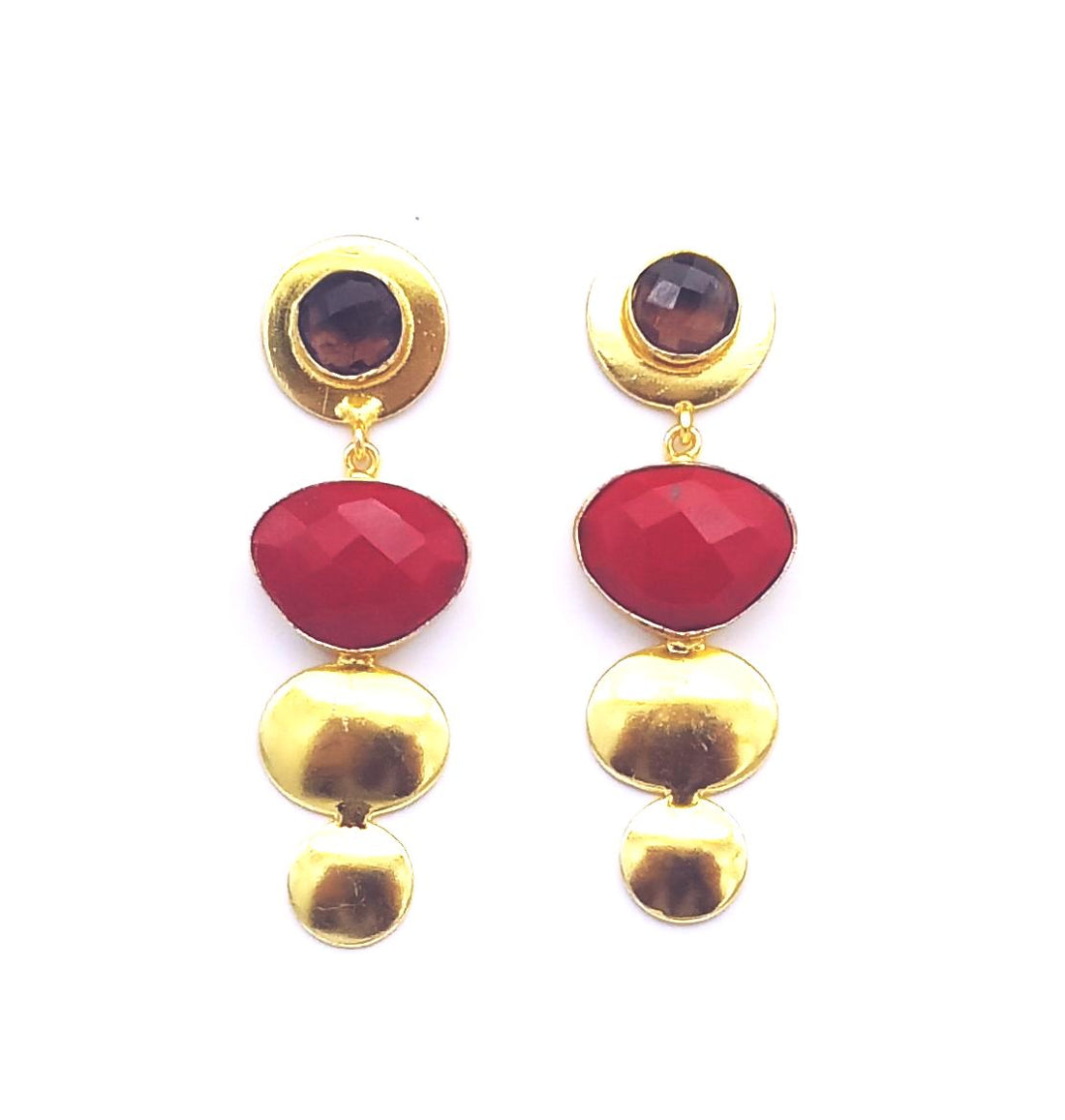 Awesome Gold Plated Dangle Drop  Earrings –  Semi Precious / Imitation  Stone Handcrafted Jewelry