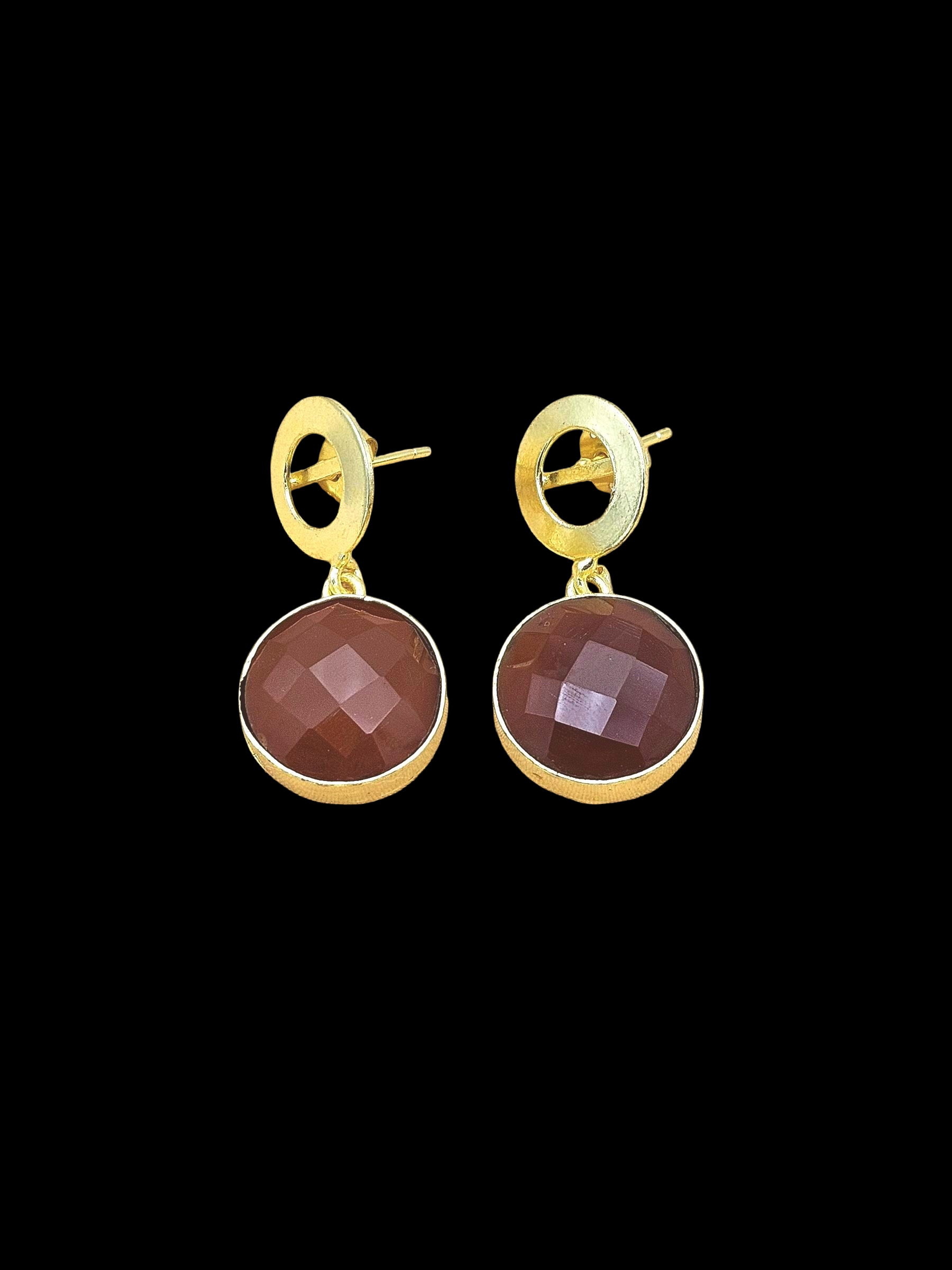 Awesome Gold Plated Semi Precious Gemstone Round Designer Dangle Drop Earrings