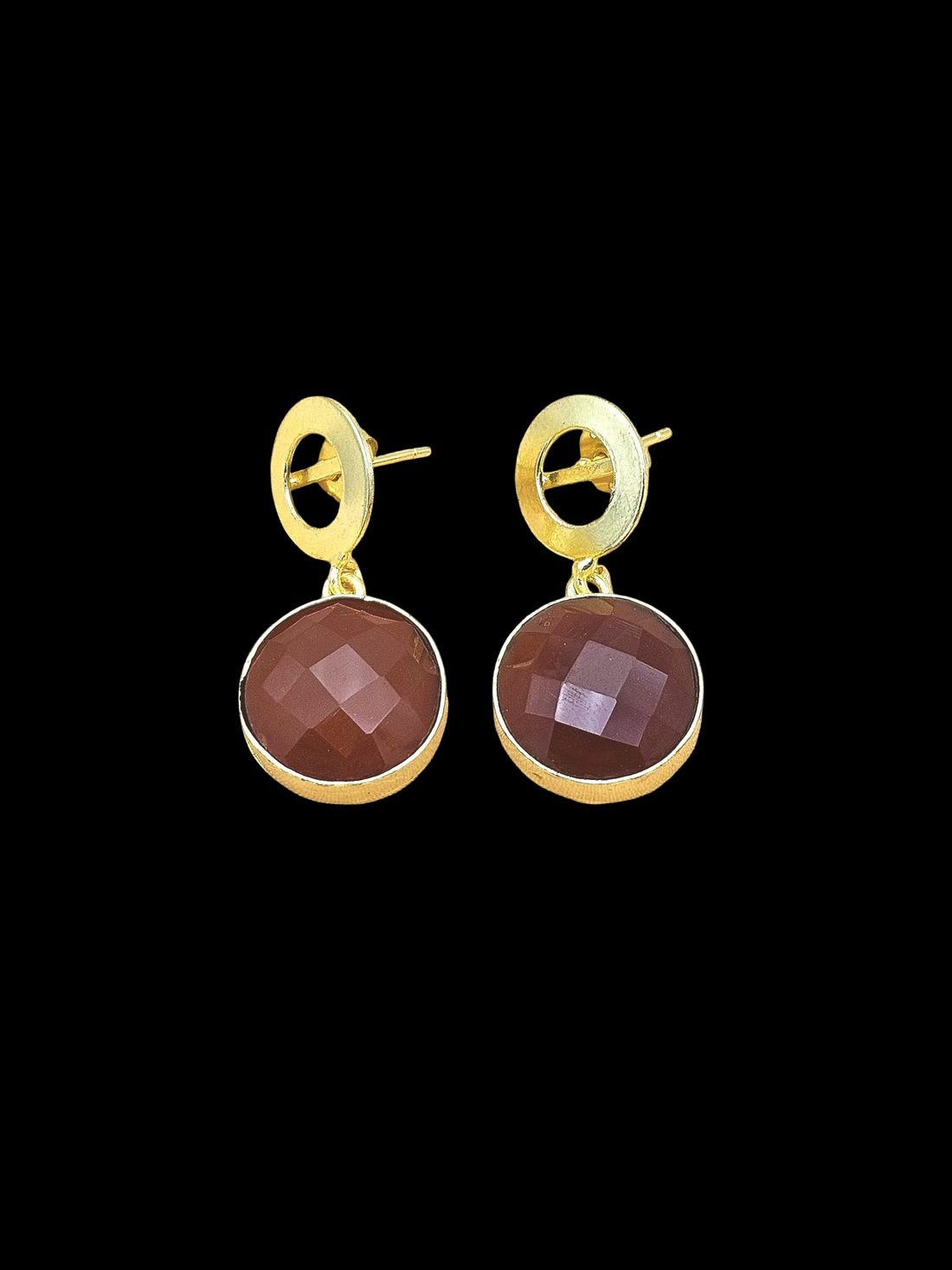 Awesome Gold Plated Semi Precious Gemstone Round Designer Dangle Drop Earrings