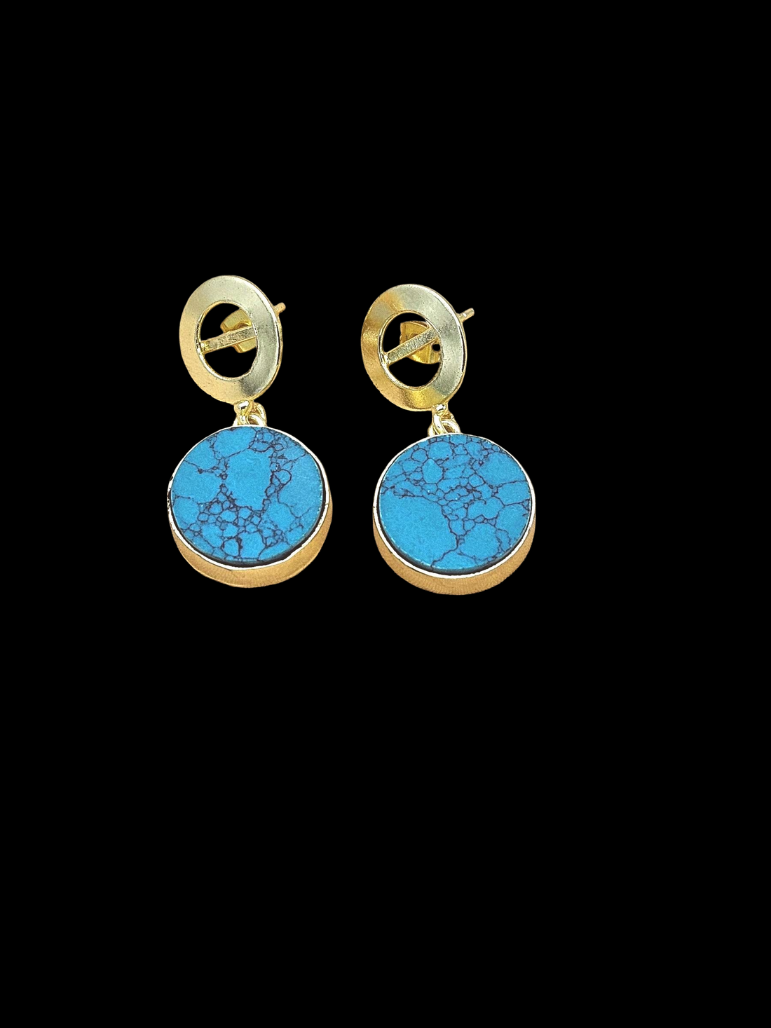 Awesome Gold Plated Semi Precious Gemstone Round Designer Dangle Drop Earrings