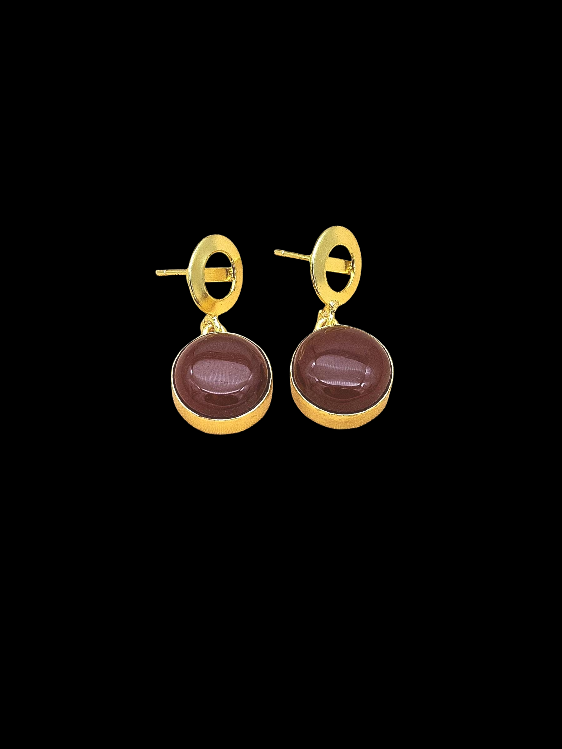 Awesome Gold Plated Semi Precious Gemstone Round Designer Dangle Drop Earrings