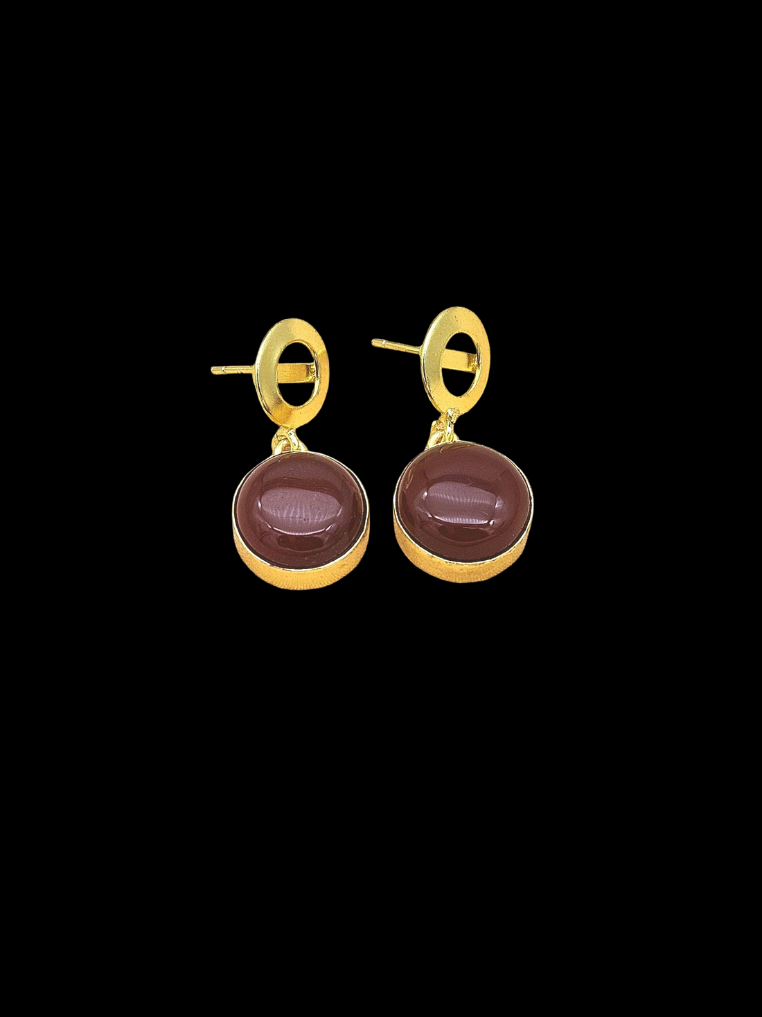Awesome Gold Plated Semi Precious Gemstone Round Designer Dangle Drop Earrings