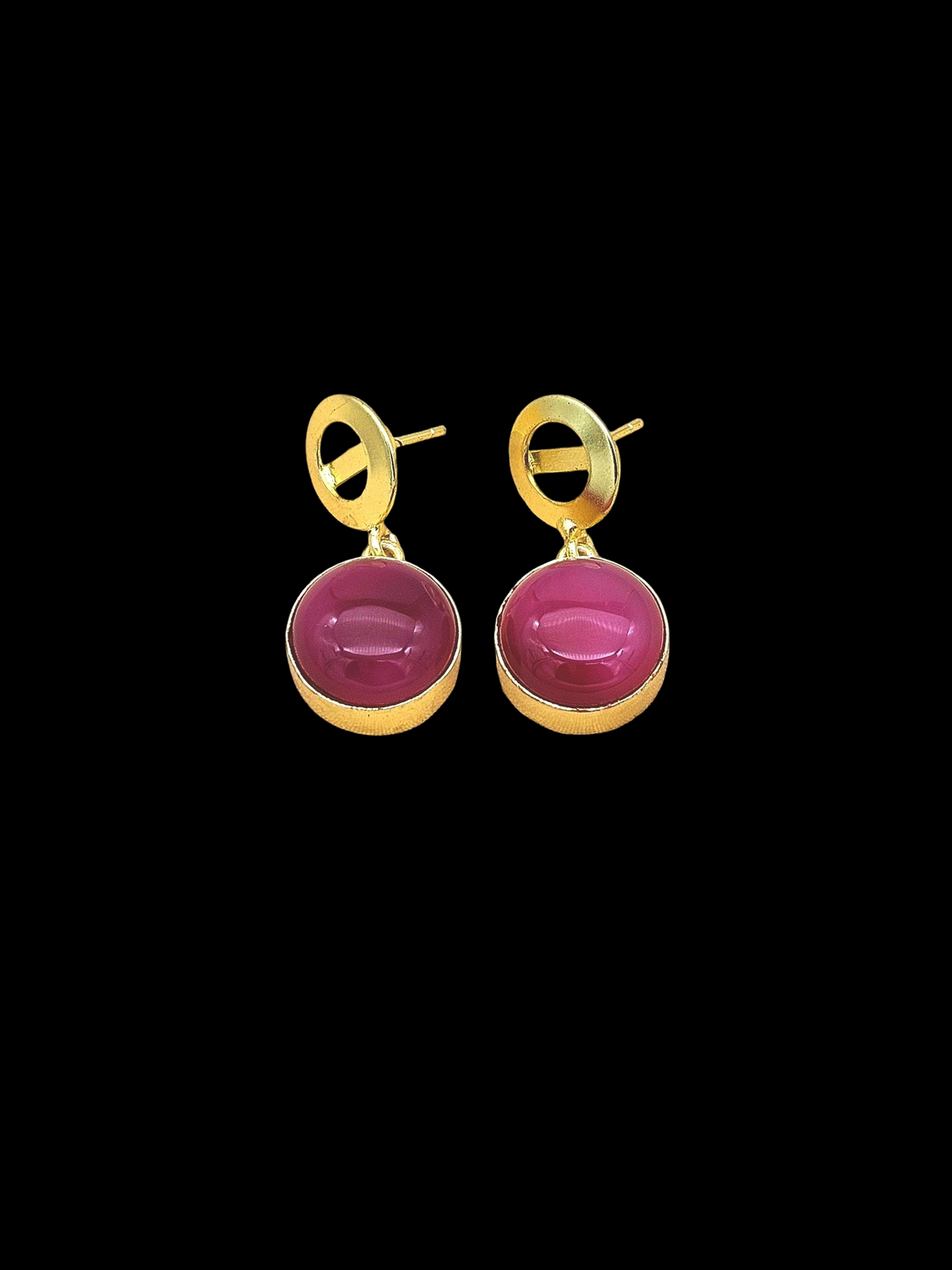 Awesome Gold Plated Semi Precious Gemstone Round Designer Dangle Drop Earrings