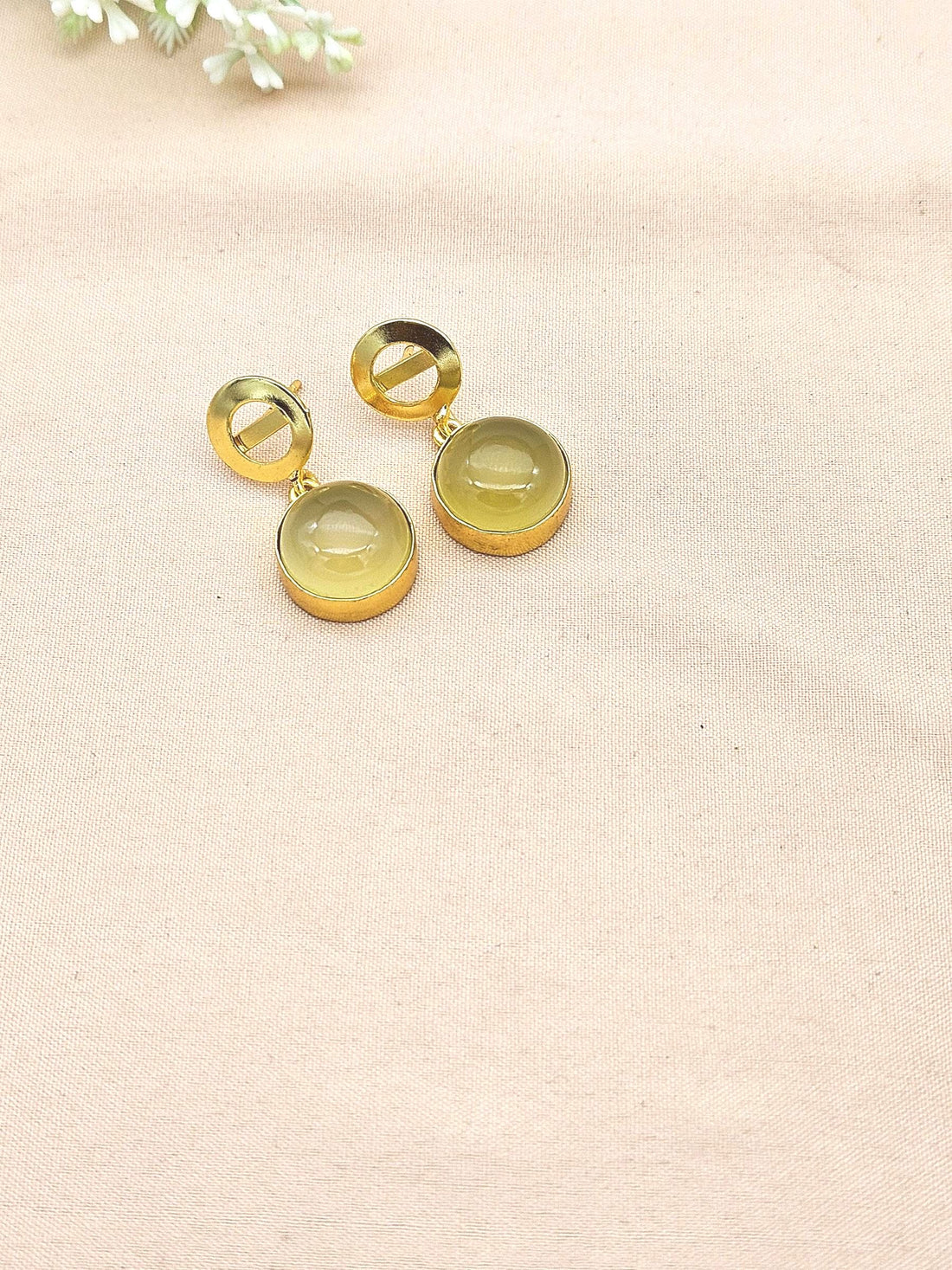 Awesome Gold Plated Semi Precious Gemstone Round Designer Dangle Drop Earrings